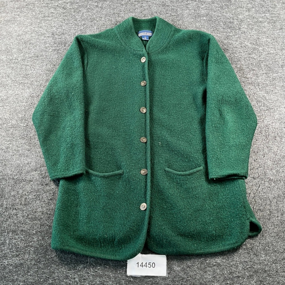 Herman Geist Wool Jacket Womens L Green Excellent Vintage Boiled Wool Button Up